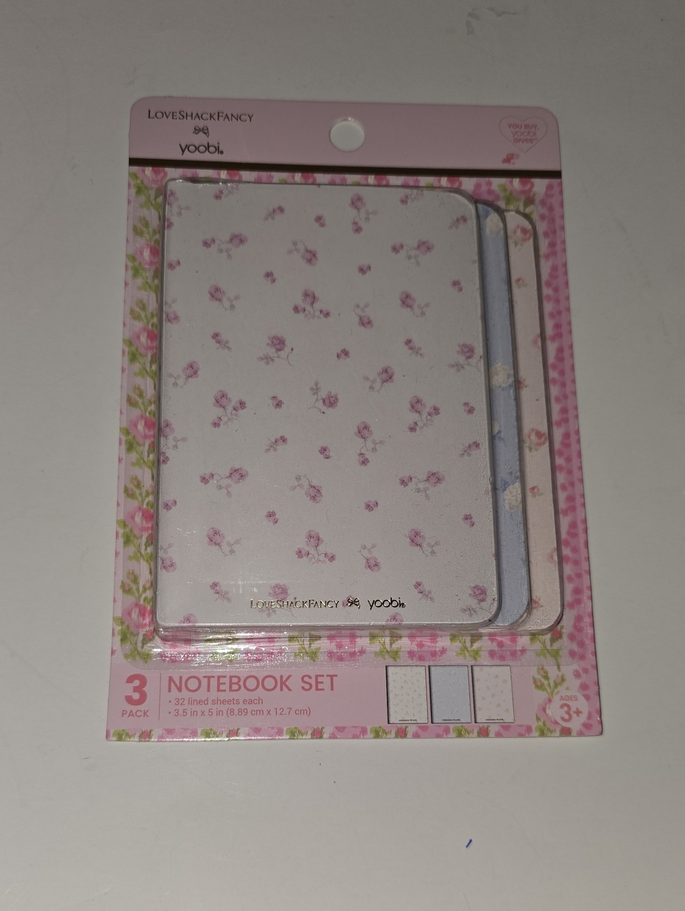 Yoobi and LoveShackFancy Floral 3-Pack Notebook Set